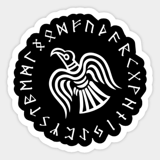 raven of odin elder futhark runes Sticker